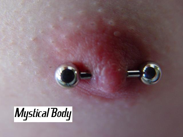 Nipple Piercing with 14g BB 1/2". 8g Evolution Rings